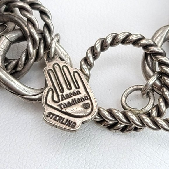 Aaron Toadlena Bracelet 1995 Sterling Silver and Green Turquoise Navajo JS8133 - Picture 8 of 16